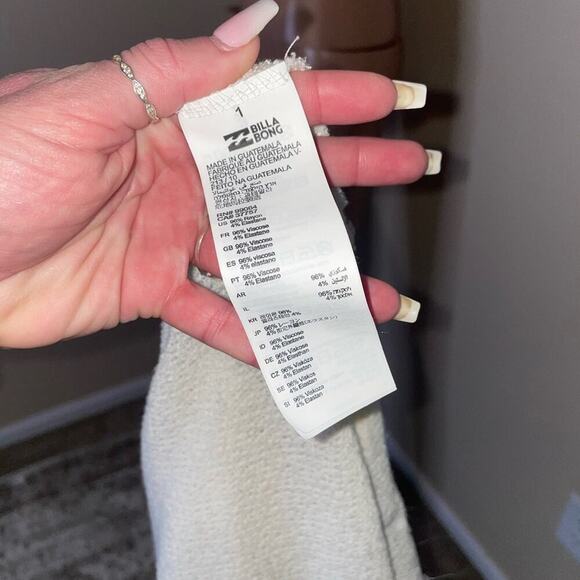 Billabong white loose knit pull over hooded kangaroo pouch SZ XS gauze like - Picture 8 of 13